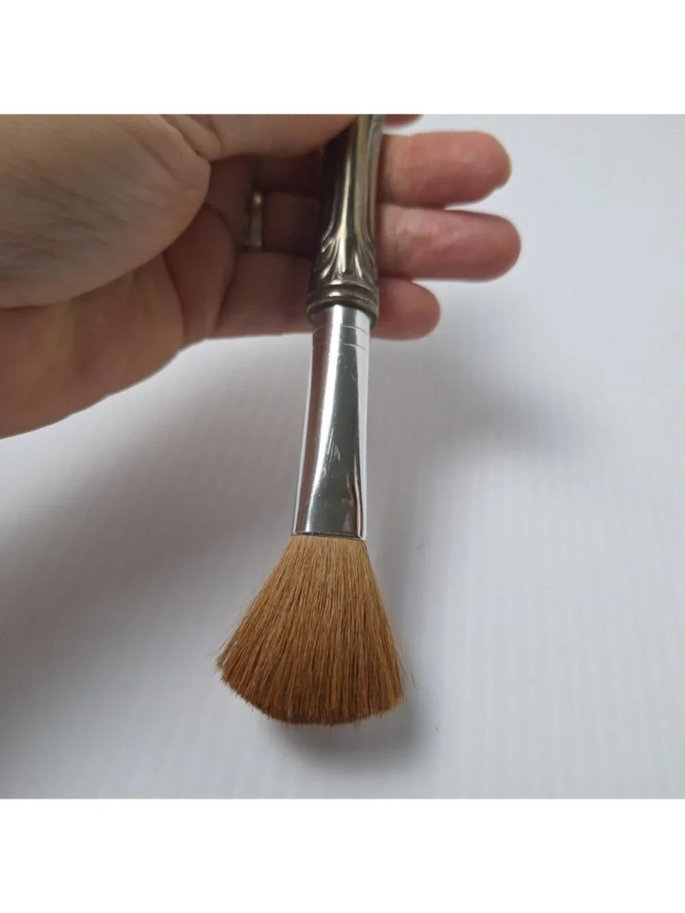ANTIQUE VICTORIAN VANITY SILVER PLATED MAKEUP/POWDER BRUSH ORNATE HANDLE